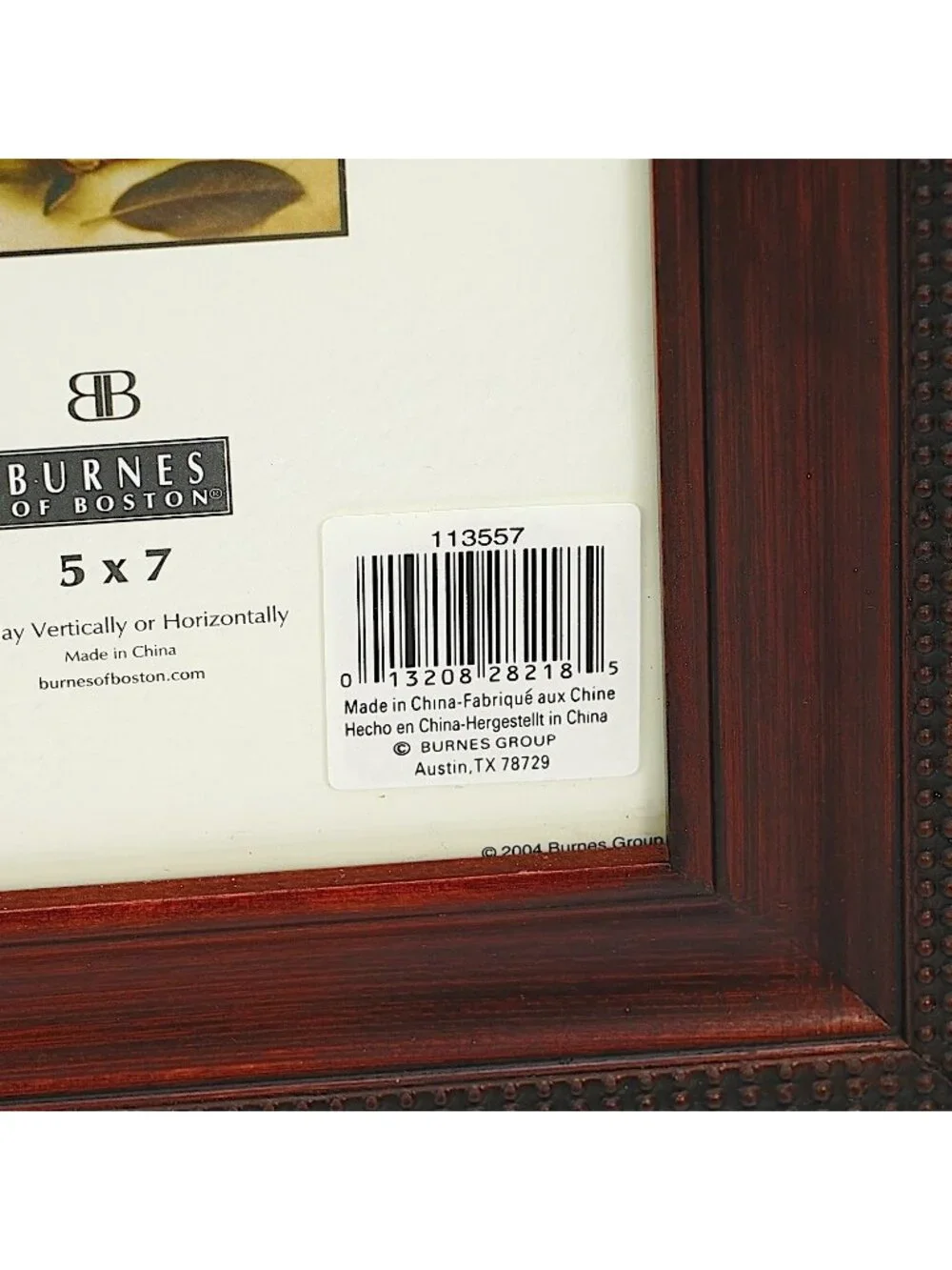 BURNES of BOSTON Photo Frame 5x7 Brown Wood Picture Frame Desk or Wall